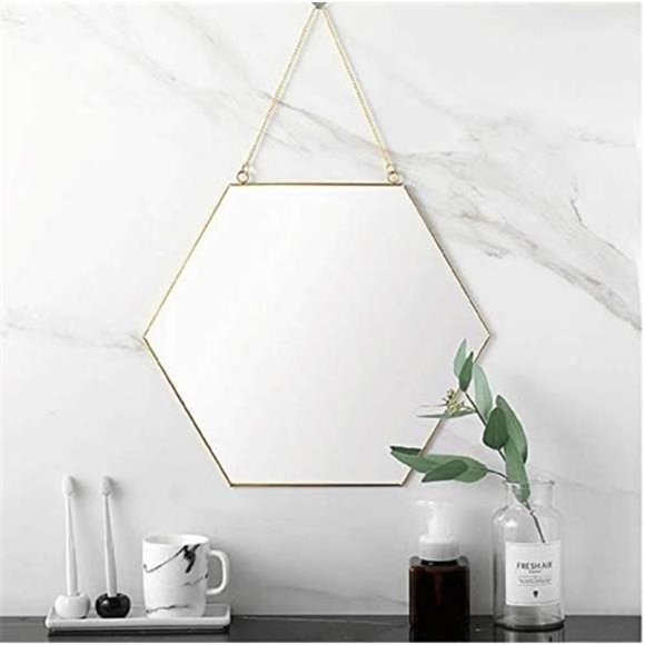 Gold Hexagon Mirror Wall Decor Small Decorative Mirror Hanging Mirrors for Wall - Picture 2 of 6